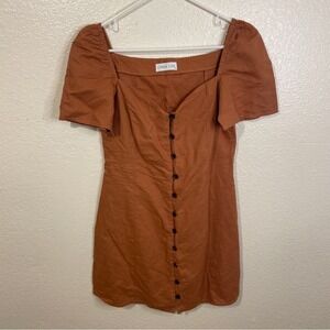Linen Lux Brown Sweatheart Mini Dress Size Small